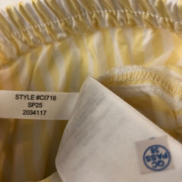 J Crew Cotton Poplin Pajama Pant In Stripe Yellow White XL - Picture 5 of 5